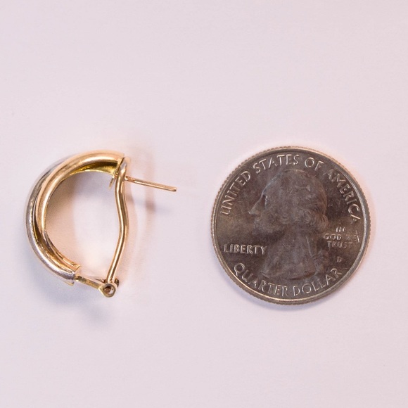 14k Tri-colored twist hoop-like earrings - Picture 4 of 7